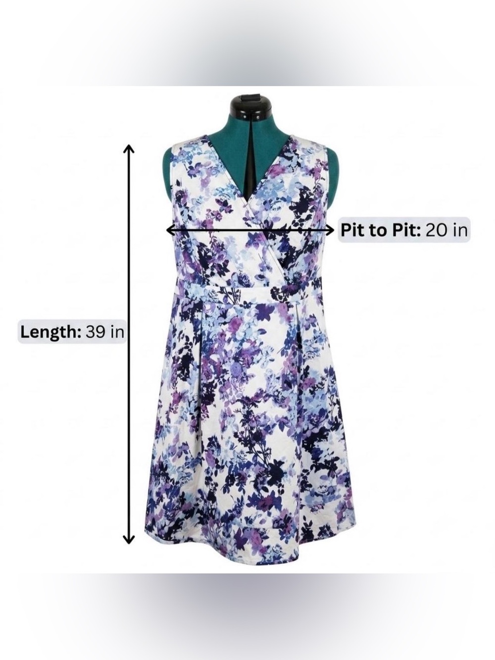 Lane Bryant Floral Wrap Midi Dress in Cream, Purple and Blue - Picture 7 of 7